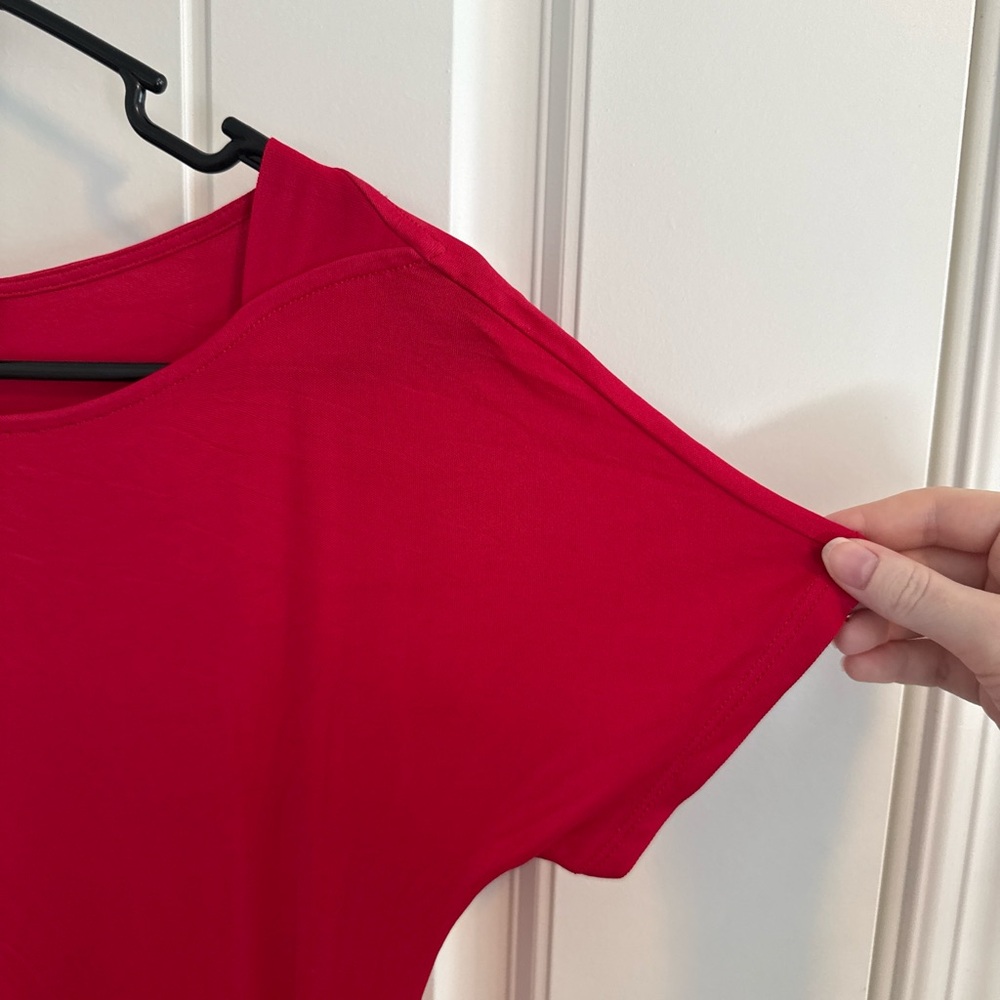 BCBGMAXAZRIA Women’s Red Ruched Bodycon Dress - Picture 3 of 8
